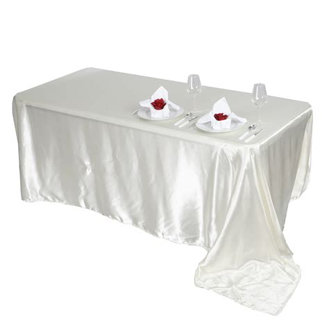 Efavormart 90x156 Rectangle Ivory Wholesale Satin Tablecloth Banquet