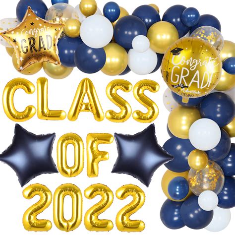 Buy Navy Blue And Gold Graduation Decorations 2022 Balloon Garland Arch