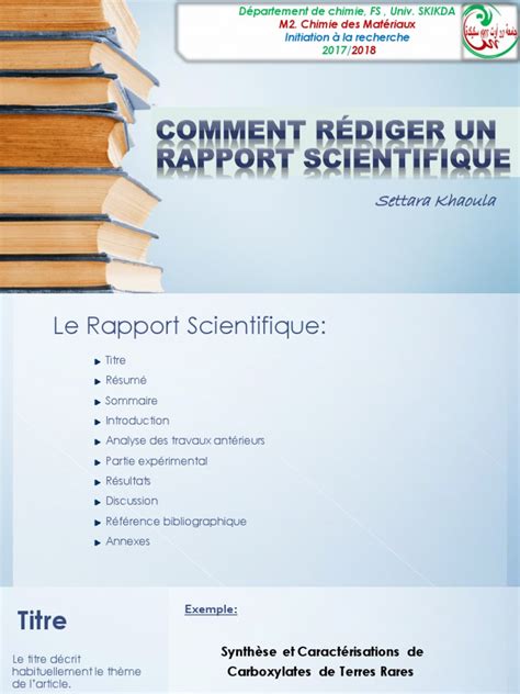 Comment Rédiger Un Rapport Scientifique Pdf Cristallographie Aux