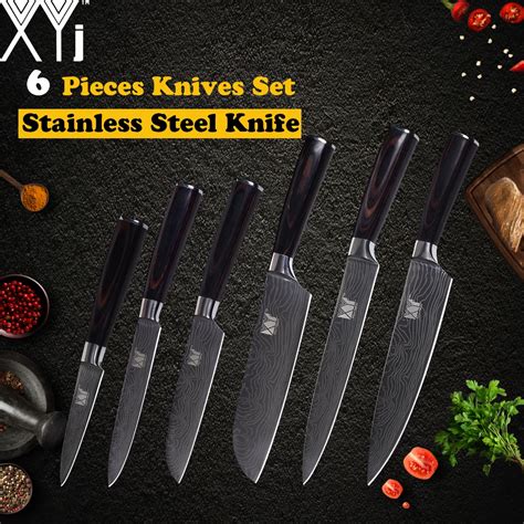 Xyj Stainless Steel Kitchen Knife Set Piece Chef Slicing Santoku