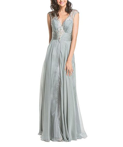 Look At This Aspeed Gray Beaded Bodice Chiffon Overlay Cutout Gown