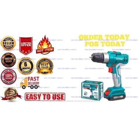 TOTAL LITHIUM ION CORDLESS DRILL 12V TDLI1211 Shopee Malaysia