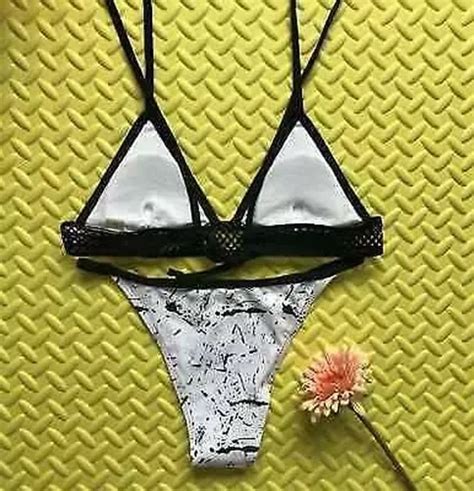 MODE MER COSTUME Deux Pièces Bikini Slips Brésilien Triangle Noir Blanc