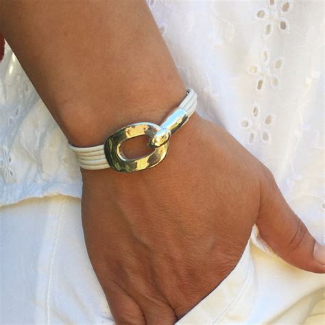 Womens Leather Bracelet Wrap White Bracelet Real Leather Etsy