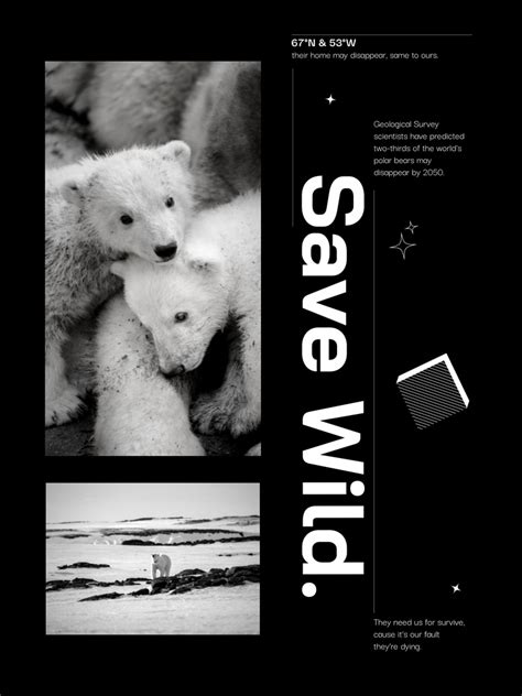 Climate Change Awareness With Polar Bears Online Poster Template