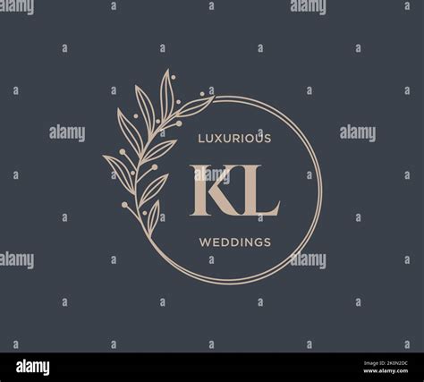 KL Initials Letter Wedding Monogram Logos Template Hand Drawn Modern