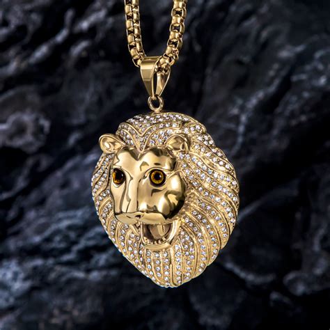 Iced Roaring Lion Head Pendant Helloice