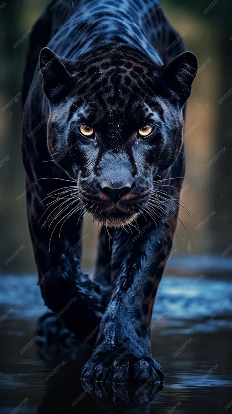 Premium AI Image | Black jaguar is a medium - sized black jaguar.