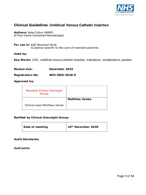 Fillable Online Umbilical Venous Catheter Placement A Step By Fax