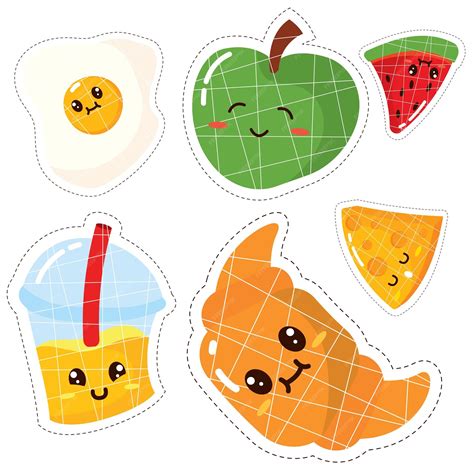 Premium Vector | Set of colored cute food emoji icons Vector illustration