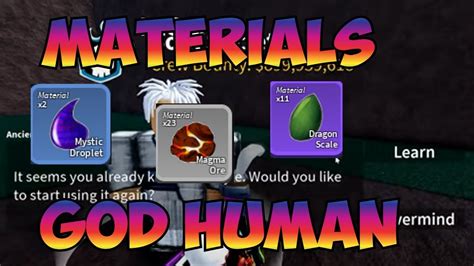 How To Get Materials Needed For God Human Blox Fruit Update 17 Youtube