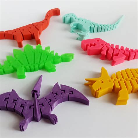 Set Of Dinosaur Articulated Flexible Toy D Printed Etsy Uk