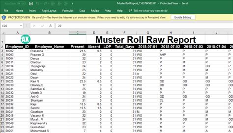 Muster Roll Report Securtime Documentation