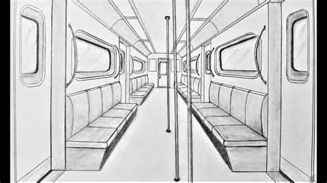 How To Draw In One Point Perspective Subway Car Interior YouTube