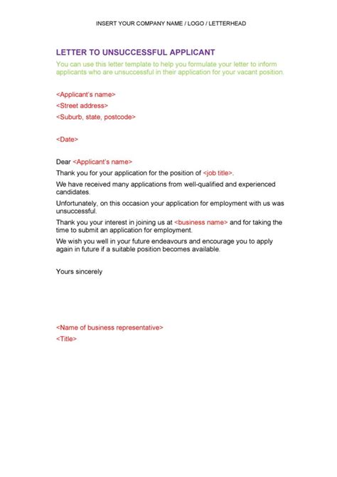 Amazing Rejection Letter Template Redlinesp