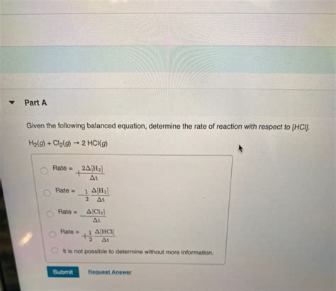 Solved Part A Given The Following Balanced Equation