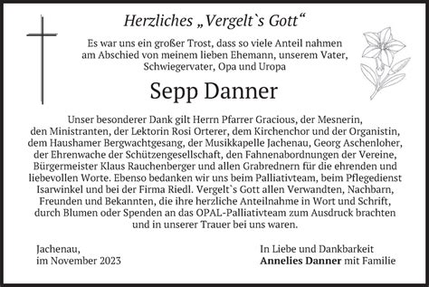 Traueranzeigen Von Sepp Danner Trauer Merkur De