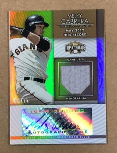 2012 TOPPS TRIPLE THREADS MELKY CABRERA SEPIA 03 75 AUTO GAME USED