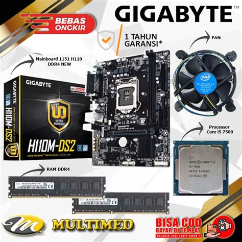 Jual Paket Mainboard LGA 1151 H110 DDR4 NEW Core I5 7500 FAN RAM