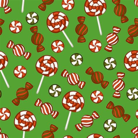 Dulces De Navidad Y Bastones De Caramelo Sobre Un Fondo Verde Patr N