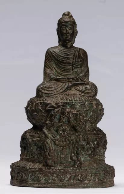 Antig Edad Gandhara Estilo Indio Bronce Meditaci N Estatua De Buda