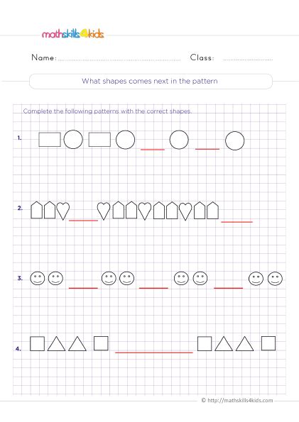 Patterning Worksheets Picture And Number Patterns Worksheets Library