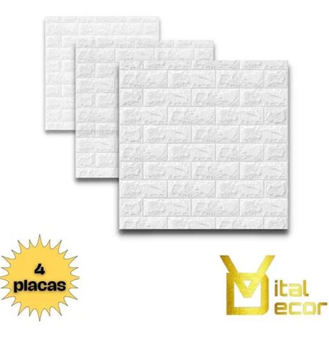 Kit 4 Painel 3d Tijolo Branco Espuma Adesiva 70 X 77 Parede MercadoLivre