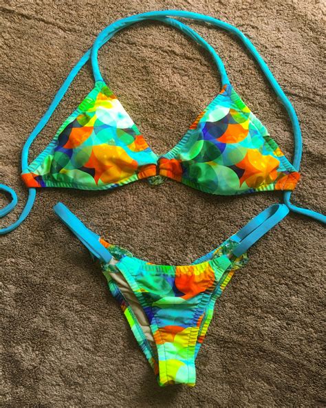 Colorful Bikini Designer Bikini String Bikini Cheeky Etsy 0 Hot Sex Picture