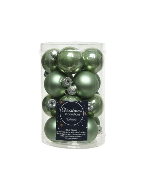 Decoris Kerstballen Glas D Cm Mix Salie Groen Avri Bloem En