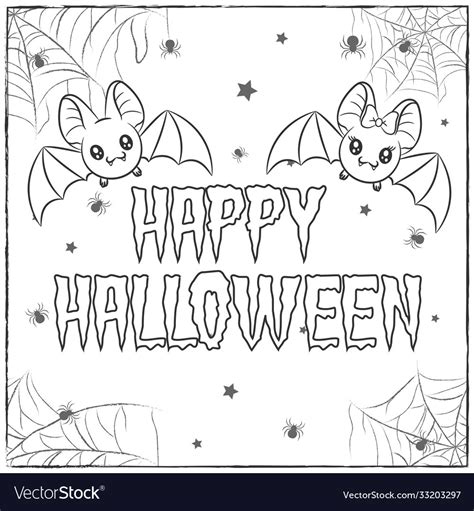 Happy halloween scary drawing sketch for coloring Vector Image