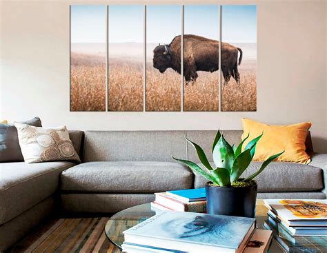 American Bison Print On Canvas Buffalo Large Wall Art Etsy