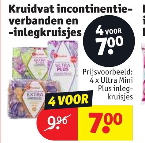 Kruidvat Incontinentie Verbanden En Inlegkruisjes Promotie Bij Kruidvat