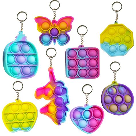 Buy 6 Pack Pop It Keychain Pop Its Rainbow Pop Fidget Toys Poppet Push