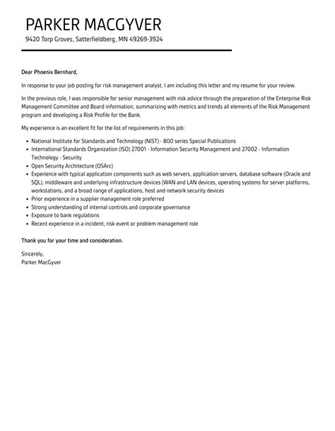 Cover Letter Examples For Risk Management Jobs Guglfoot