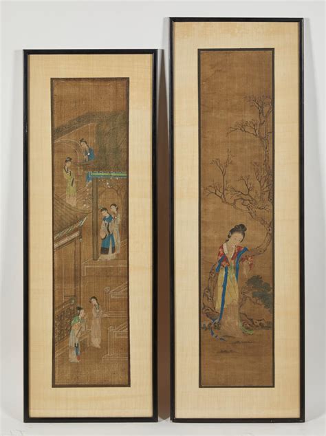 Lot Two Chinese Silk Scroll Paintings