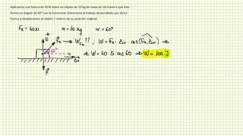 Trabajo Y Energía Trabajo De Una Fuerza Que Forma Un ángulo Con El Desplazamiento Youtube