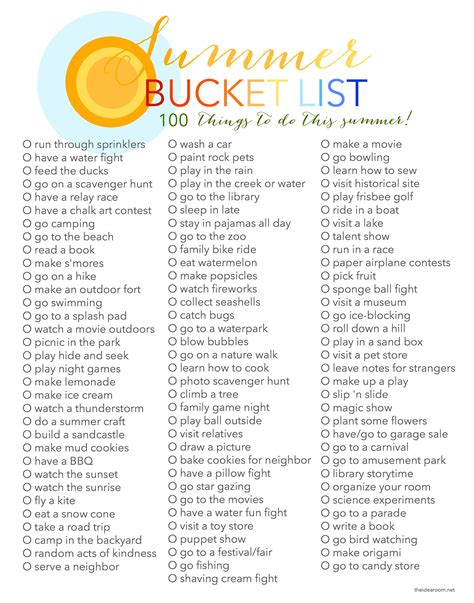 100 Things To Do This Summer Summer Fun List 100