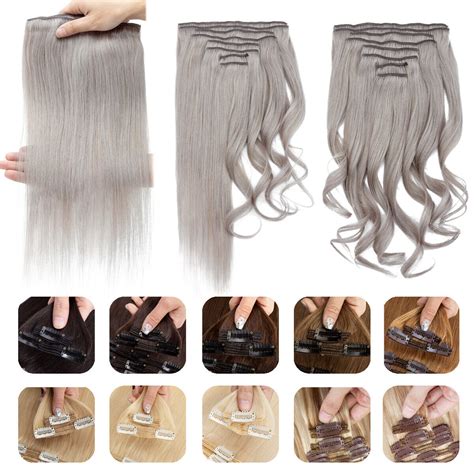 Double Weft Clip In Human Hair Extensions Full Head Thick Russian Remy