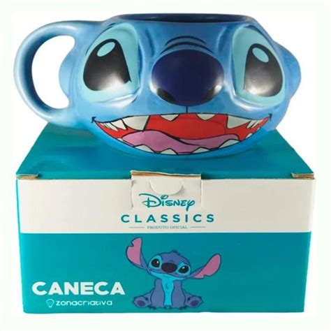 Caneca De Porcelana 3D Lilo E Stitch 350 Ml Na Caixa Zona Criativa