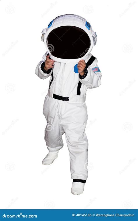 Astronauta Del Niño Pequeño Aislado En El Fondo Blanco Foto De Archivo