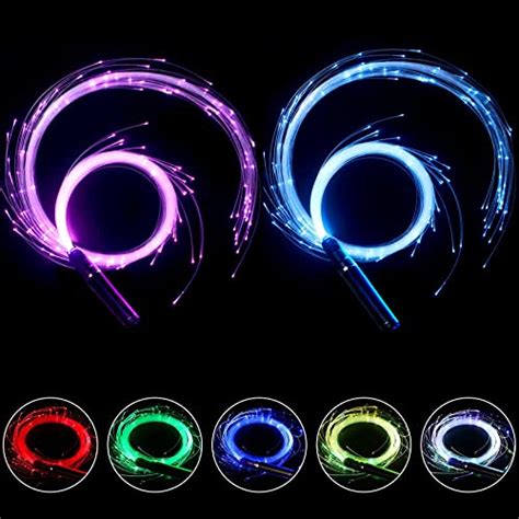 2 Pieces 6 Ft Fiber Optic Whip LED Fiber Optic Dance Whips Fiber Optic