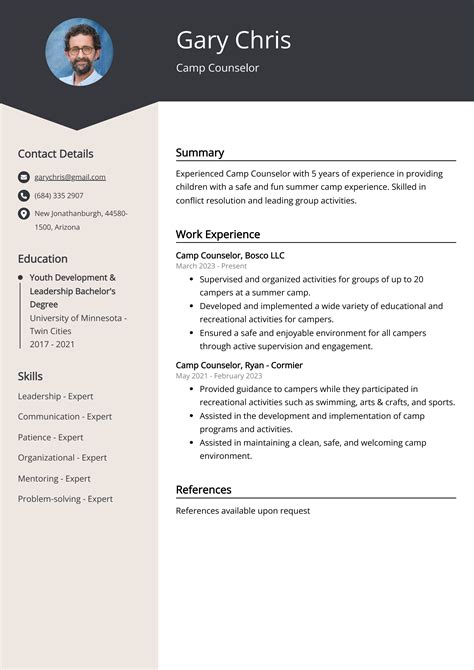 Camp Counselor Resume Example Free Guide