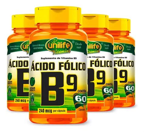 Vitamina B Cido F Lico Caps Mg Unilife Parcelamento