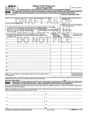 Fillable Online Ftp Irs Form 4876 A September 2016 Election To Be