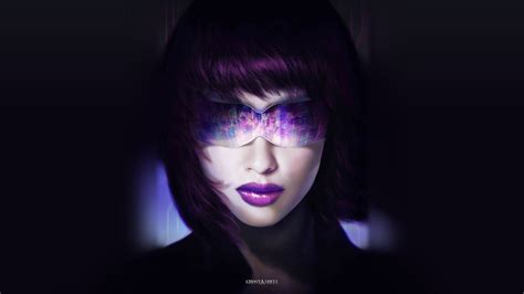 Ghost In The Shell Kusanagi Motoko Anime Girls Lipstick Purple Hair