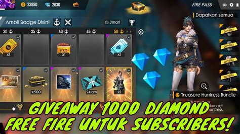 1 GIVEAWAY 1000 DIAMOND FREE FIRE SYARAT SUBSCRIBE GIVEAWAY YouTube