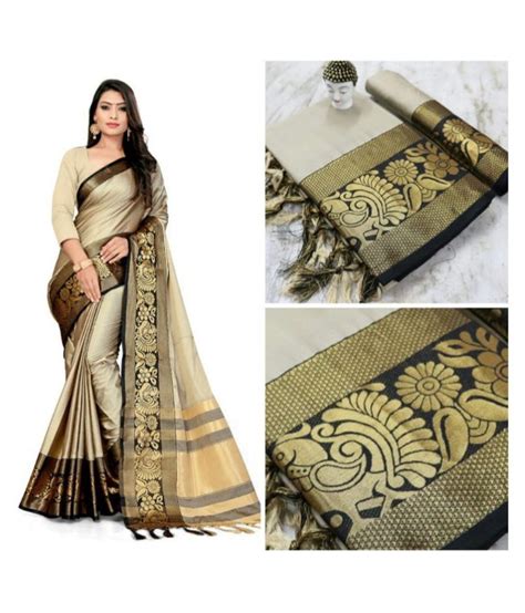 Party Wear Border Handloom Cotton Silk Saree 6 3 M With Blouse Piece