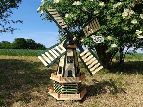 Große windmühle Gartenwindmühle 130 cm zweistöckig 2 Balkone aus Holz