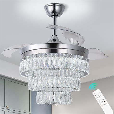 Finktonglan 42'' Fandelier Ceiling Fan with Light, LED Crystal ...