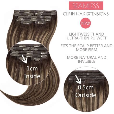 Loxxy Inch Seamless Clip In Hair Extensions Remy Human Hair Chestnut